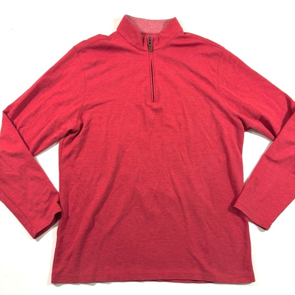 Mizzen Main Quarter Zip Pro Flex Pullover Shirt Red Heather - Picture 1 of 6